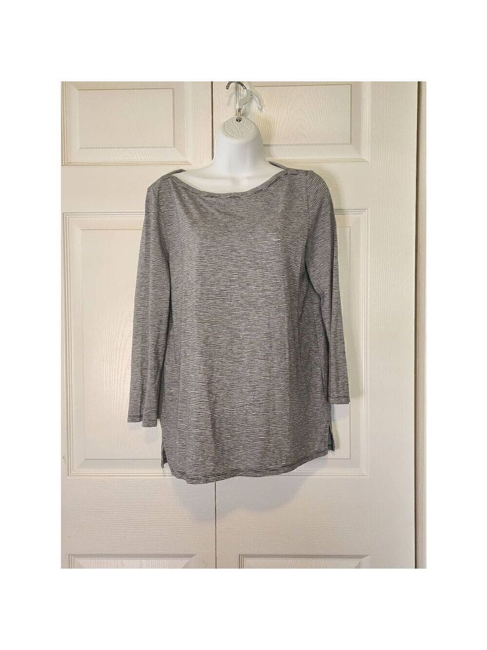 Ann Taylor LOFT Blue and Gray Striped Shirt